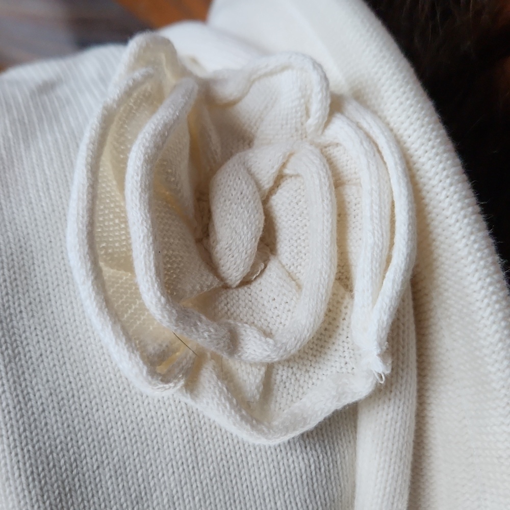 Parkhurst Cream Women's Cotton Knit Hat with Floral Detail Vintage Styled New - Picture 10 of 10